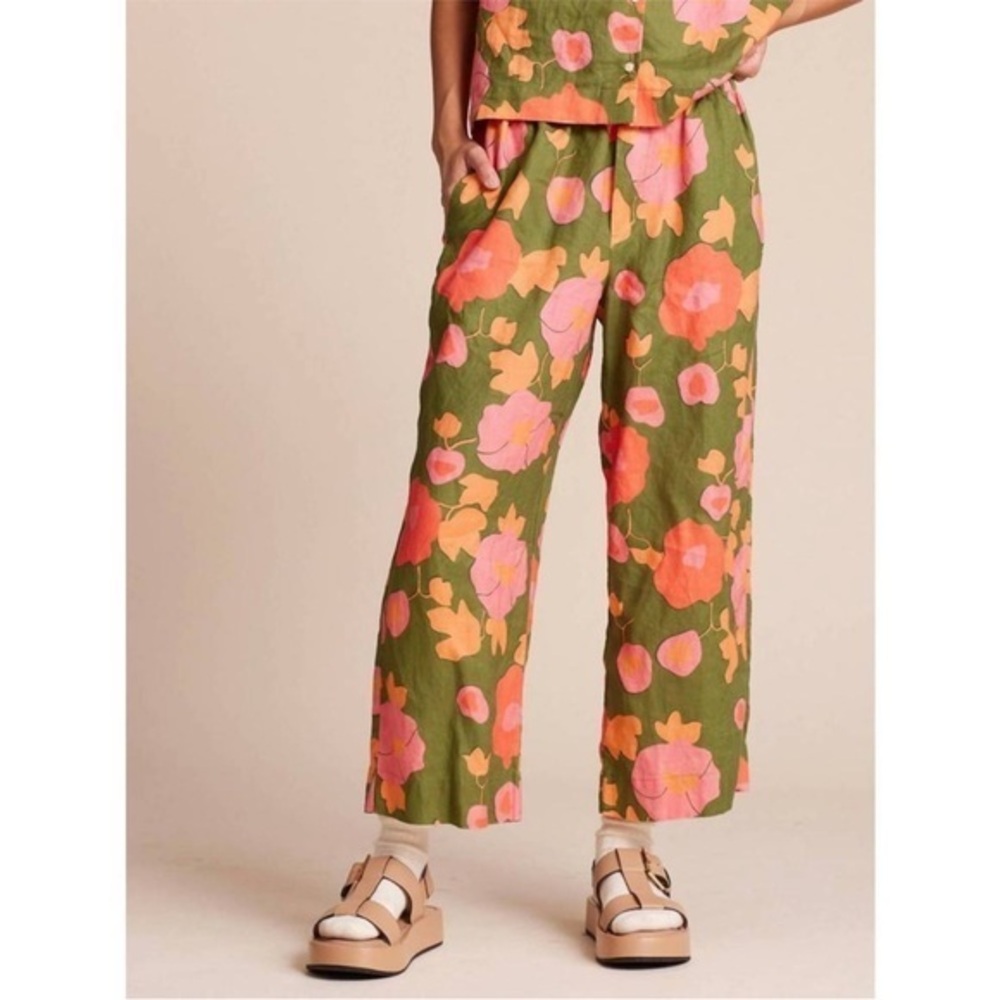 Trovata Birds of Paradis Willa Pants Papaya Bloom  Size Small